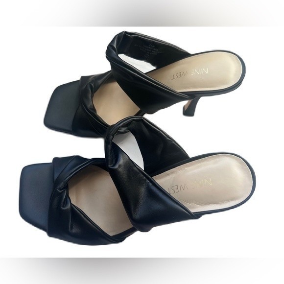 Nine West Sandals Seeya Slide High Heeled Sandals Women's Size 7.5 Black - Picture 2 of 8